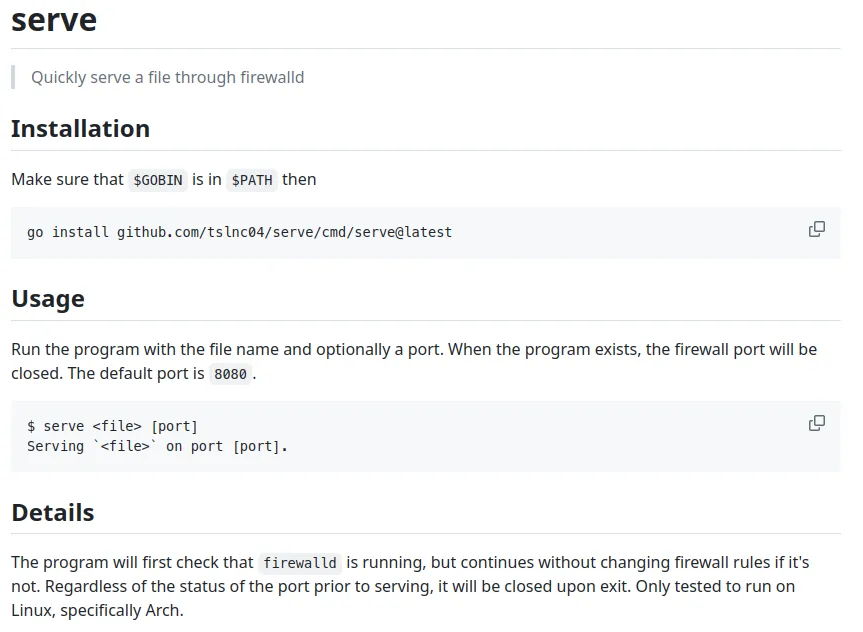 serve README on GitHub